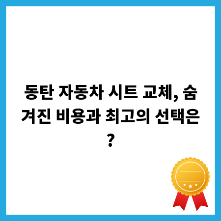 동탄 자동차 시트 교체, 숨겨진 비용과 최고의 선택은?