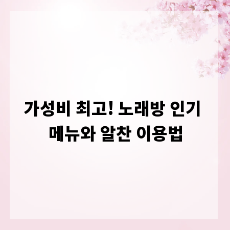가성비 최고! 노래방 인기 메뉴와 알찬 이용법
