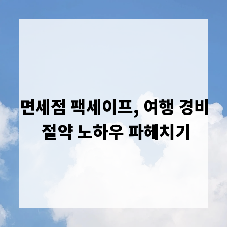 면세점 팩세이프, 여행 경비 절약 노하우 파헤치기