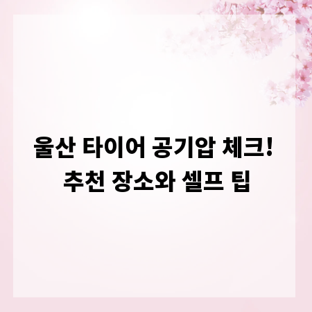 울산 타이어 공기압 체크! 추천 장소와 셀프 팁