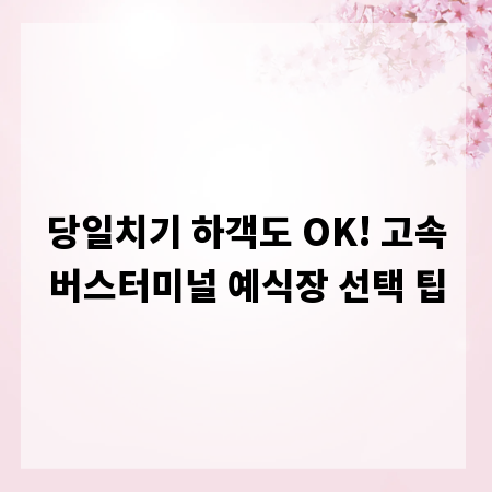 당일치기 하객도 OK! 고속버스터미널 예식장 선택 팁