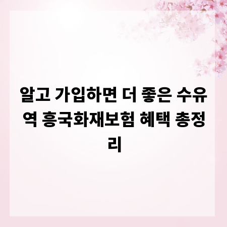 알고 가입하면 더 좋은 수유역 흥국화재보험 혜택 총정리