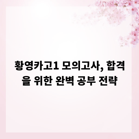 황영카고1 모의고사, 합격을 위한 완벽 공부 전략