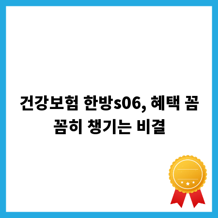 건강보험 한방s06, 혜택 꼼꼼히 챙기는 비결