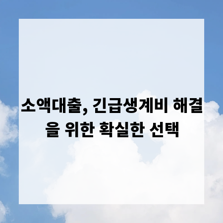 소액대출, 긴급생계비 해결을 위한 확실한 선택
