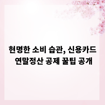 현명한 소비 습관, 신용카드 연말정산 공제 꿀팁 공개