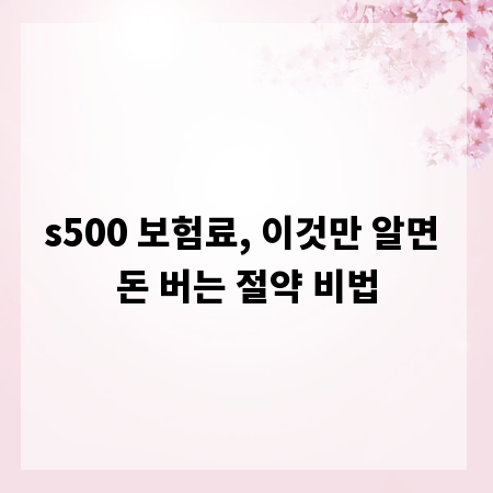 s500 보험료, 이것만 알면 돈 버는 절약 비법