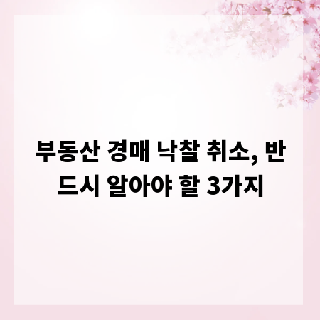 부동산 경매 낙찰 취소, 반드시 알아야 할 3가지