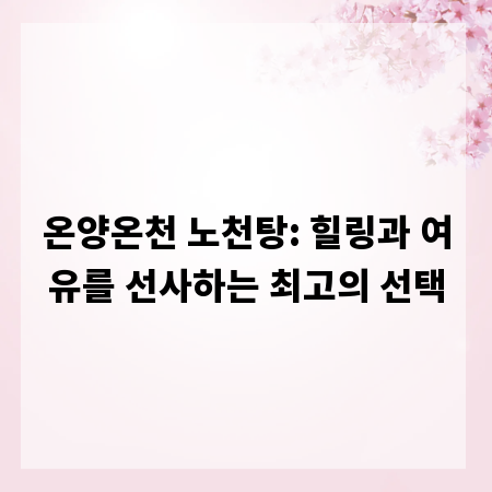 온양온천 노천탕: 힐링과 여유를 선사하는 최고의 선택