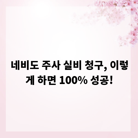 네비도 주사 실비 청구, 이렇게 하면 100% 성공!