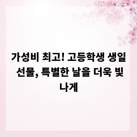 가성비 최고! 고등학생 생일 선물, 특별한 날을 더욱 빛나게