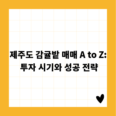 제주도 감귤밭 매매 A to Z: 투자 시기와 성공 전략
