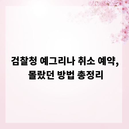 검찰청 예그리나 취소 예약, 몰랐던 방법 총정리