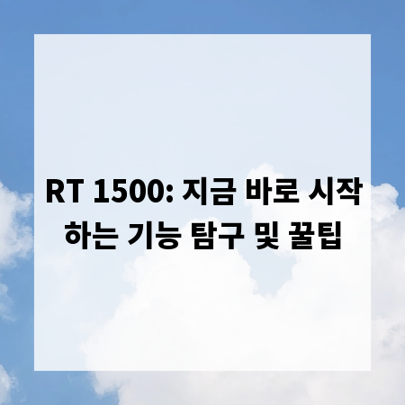 RT 1500: 지금 바로 시작하는 기능 탐구 및 꿀팁