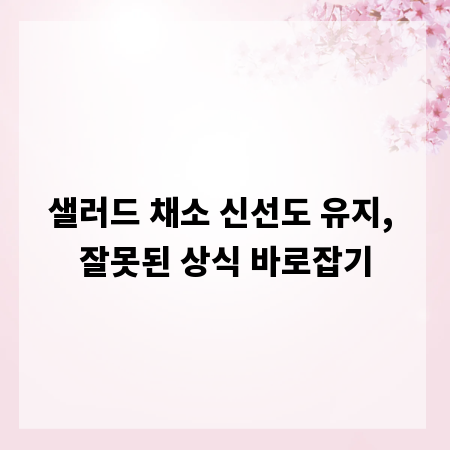 샐러드 채소 신선도 유지, 잘못된 상식 바로잡기