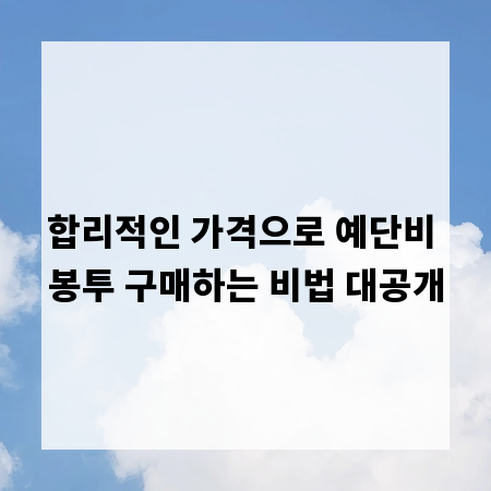 합리적인 가격으로 예단비 봉투 구매하는 비법 대공개