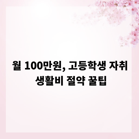 월 100만원, 고등학생 자취 생활비 절약 꿀팁