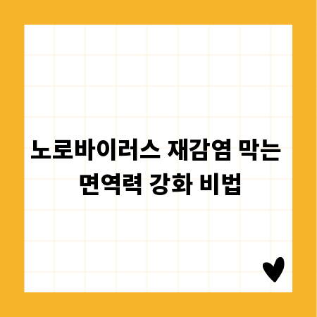 노로바이러스 재감염 막는 면역력 강화 비법