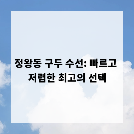 정왕동 구두 수선: 빠르고 저렴한 최고의 선택