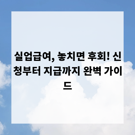 실업급여, 놓치면 후회! 신청부터 지급까지 완벽 가이드