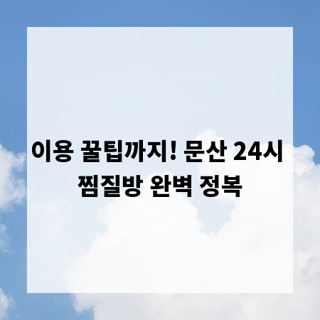 이용 꿀팁까지! 문산 24시 찜질방 완벽 정복
