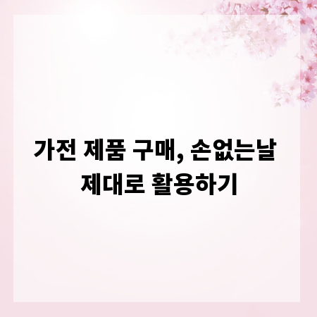 가전 제품 구매, 손없는날 제대로 활용하기