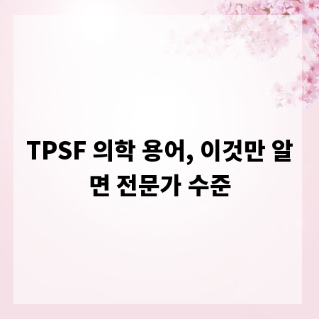 TPSF 의학 용어, 이것만 알면 전문가 수준
