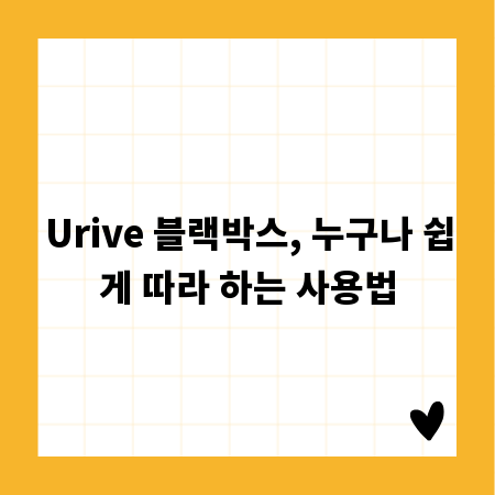 Urive 블랙박스, 누구나 쉽게 따라 하는 사용법