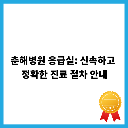 춘해병원 응급실: 신속하고 정확한 진료 절차 안내
