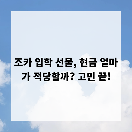 조카 입학 선물, 현금 얼마가 적당할까? 고민 끝!