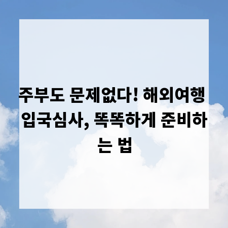 주부도 문제없다! 해외여행 입국심사, 똑똑하게 준비하는 법