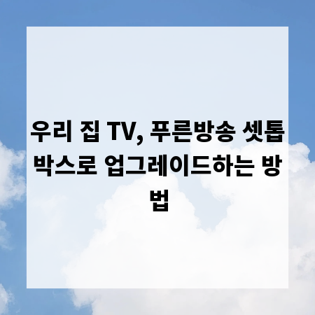 우리 집 TV, 푸른방송 셋톱박스로 업그레이드하는 방법