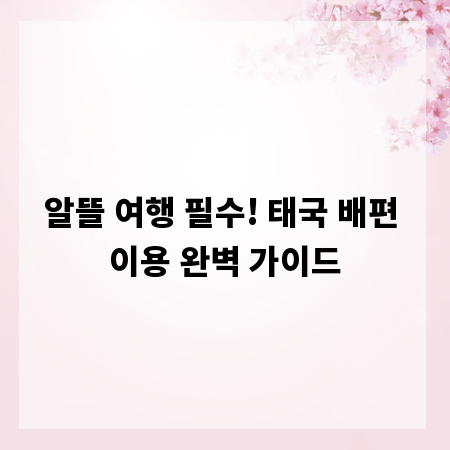 알뜰 여행 필수! 태국 배편 이용 완벽 가이드