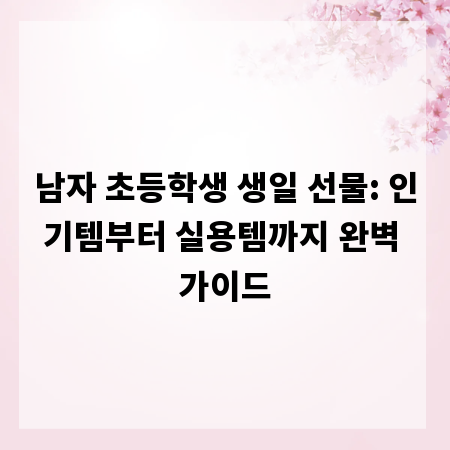 남자 초등학생 생일 선물: 인기템부터 실용템까지 완벽 가이드