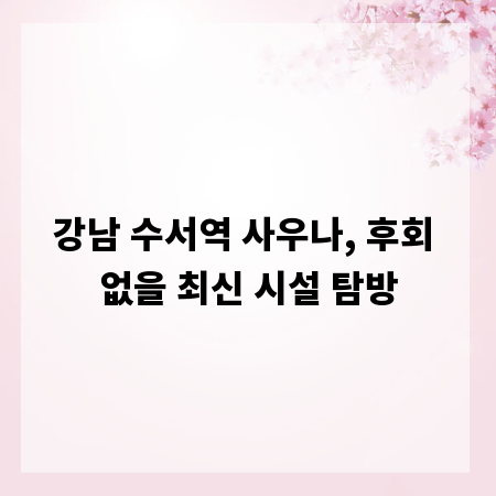 강남 수서역 사우나, 후회 없을 최신 시설 탐방