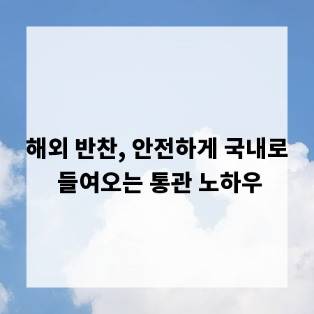 해외 반찬, 안전하게 국내로 들여오는 통관 노하우