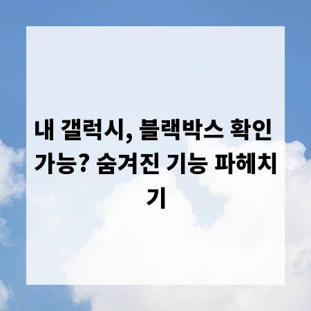 내 갤럭시, 블랙박스 확인 가능? 숨겨진 기능 파헤치기
