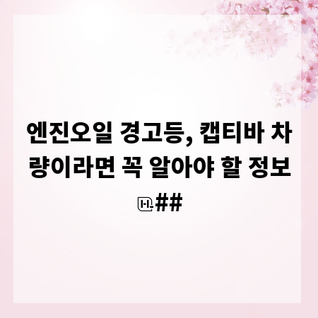 엔진오일 경고등, 캡티바 차량이라면 꼭 알아야 할 정보
##