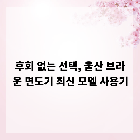 후회 없는 선택, 울산 브라운 면도기 최신 모델 사용기