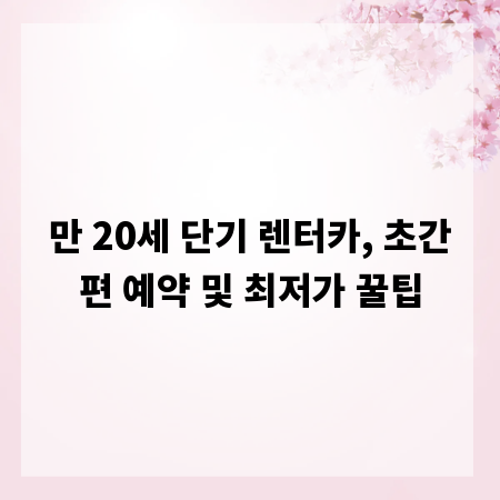 만 20세 단기 렌터카, 초간편 예약 및 최저가 꿀팁