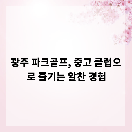 광주 파크골프, 중고 클럽으로 즐기는 알찬 경험