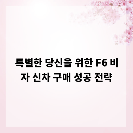 특별한 당신을 위한 F6 비자 신차 구매 성공 전략