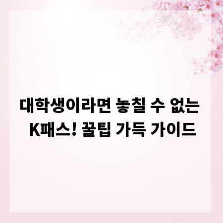 대학생이라면 놓칠 수 없는 K패스! 꿀팁 가득 가이드
