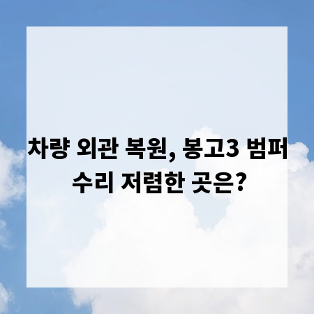 차량 외관 복원, 봉고3 범퍼 수리 저렴한 곳은?