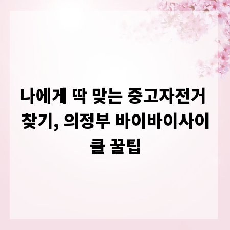 나에게 딱 맞는 중고자전거 찾기, 의정부 바이바이사이클 꿀팁