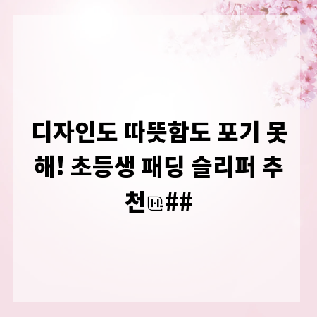 디자인도 따뜻함도 포기 못해! 초등생 패딩 슬리퍼 추천
##