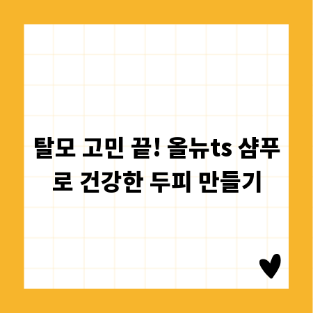 탈모 고민 끝! 올뉴ts 샴푸로 건강한 두피 만들기