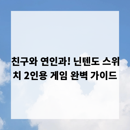 친구와 연인과! 닌텐도 스위치 2인용 게임 완벽 가이드